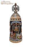 Beer Stein - German Cities and Crests With Pewter Eagle 1L Beer Stein - German Cities and Crests With Pewter Eagle 1L