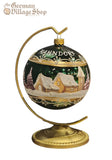 Glass Bauble - Green with Village Glass Bauble - Green with Village