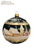 Glass Bauble - Green with Village Glass Bauble - Green with Village
