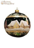 Glass Bauble - Green with Village Glass Bauble - Green with Village