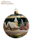 Glass Bauble - Green with Village Glass Bauble - Green with Village