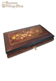 Wooden Music Box - Large Jewellery compartment and flower motif Wooden Music Box - Large Jewellery compartment and flower motif