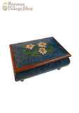 Wooden Music Box - Medium Blue with Edelweiss Wooden Music Box - Medium Blue with Edelweiss