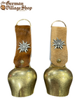 Cow Bell - Brass 21.5cm Edelweiss Hair Hide Cow Bell - Brass 21.5cm Edelweiss Hair Hide