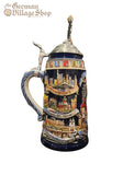 Beer Stein - Blue German Cities and Crests With Pewter Eagle 1L Beer Stein - Blue German Cities and Crests With Pewter Eagle 1L