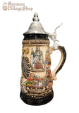 Beer Stein - Coloured German Eagle and City 1/4 L Beer Stein - Coloured German Eagle and City 1/4 L
