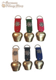 Cow Bell - Brass bell, assorted felt band with edelweiss pin Cow Bell - Brass bell, assorted felt band with edelweiss pin
