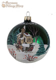 Glass Bauble - Dark Green with Church & Sleigh Glass Bauble - Dark Green with Church & Sleigh