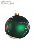 Glass Bauble - Dark Green with Snowmen Glass Bauble - Dark Green with Snowmen