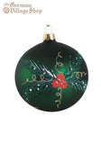 Glass Bauble - Dark Green with Snowmen Glass Bauble - Dark Green with Snowmen