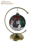 Glass Bauble - Dark Green with Snowmen Glass Bauble - Dark Green with Snowmen