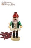 Smoker Figure Green Coat - Wooden Man with Christmas Train and Pyramid on Tray German smokers, Christmas smoker decorations, incense christmas decorations, Rauchermann