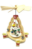 Wooden Christmas Pyramid - 20cm Hearts & winter figures WOODEN SMALL PYRAMID WITH LOVE HEARTS AND WINTER SCENE 4 CANDLES