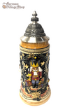 Beer Stein - Coloured Christmas Nutcracker Stein 1/2L German beer stein, Beer mug, German stein made in Germany, western Germany clay stein, stein with pewter lid, collector beer steins