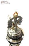 Beer Stein - Drinking Horn Stein with Pewter Eagle Lid 1/2L German beer stein, Beer mug, German stein made in Germany, western Germany clay stein, stein with pewter lid, collector beer steins