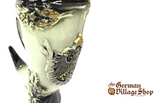 Beer Stein - Drinking Horn Stein with Pewter Eagle Lid 1/2L German beer stein, Beer mug, German stein made in Germany, western Germany clay stein, stein with pewter lid, collector beer steins