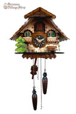 Cuckoo Clock Quartz - Chalet with Green Shutters German Cuckoo Clock battery operated black forest chalet
