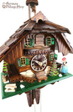 Cuckoo Clock Mechanical 1 Day - Chalet & Woman Ringing Bell German Cuckoo Clock 1 day mechanical black forest chalet with bell wringer