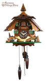 Cuckoo Clock Quartz - Stained and Natural Wood Chalet German Cuckoo Clock battery operated black forest chalet with dog and cuckoo bird