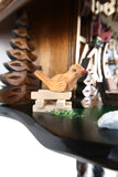 Cuckoo Clock Quartz - Chalet Natural and Stained Timber German Cuckoo Clock battery operated black forest chalet with forest scene - close up of bird