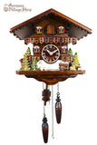 Cuckoo Clock Quartz - Shingle Roof Chalet with Trees and Deer German Cuckoo Clock battery operated black forest chalet