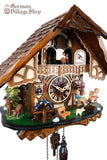 Cuckoo Clock Quartz - Musical Chalet with Dancers and Seesaw German Cuckoo Clock battery operated black forest chalet with see saw and music