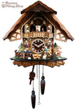 Cuckoo Clock Quartz - Musical Chalet with Dancers and Seesaw German Cuckoo Clock battery operated black forest chalet with see saw and music