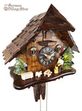 Cuckoo Clock Mechanical 1 Day - Chalet with Wood Chopper German Cuckoo Clock 1 day mechanical black forest chalet with moving woodchopper
