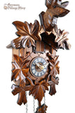 Cuckoo Clock Quartz - Traditional Maple Leaves and Deer Head German Cuckoo Clock battery operated with traditional stag head carving