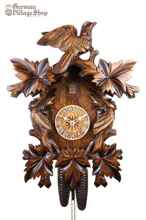 German Cuckoo Clock 8 day mechanical traditional cuckoo bird carvings