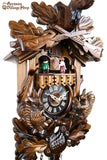 Cuckoo Clock Quartz - Musical with Before the Hunt Squirrel Scene German Cuckoo Clock battery operated traditional hunting scene and squirrel carvings with music