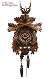 Cuckoo Clock Quartz - Traditional Before the Hunt Scene 2 German Cuckoo Clock battery operated Before the hunt scene