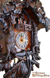 Cuckoo Clock Mechanical 8 Day - Hones Caramel Case After the Hunt Scene German Cuckoo Clock 8 day mechanical Hones traditional after the hunt from the black forest with music