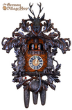 Cuckoo Clock Mechanical 8 Day - Hones Caramel Case After the Hunt Scene German Cuckoo Clock 8 day mechanical Hones traditional after the hunt from the black forest with music