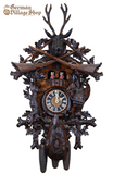 Cuckoo Clock Mechanical 8 Day - Hones Ornate After the Hunt Scene German Cuckoo Clock 8 day mechanical Hones chalet from the black forest traditional hunting cuckoo clock