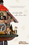 Cuckoo Clock Mechanical 8 Day - Hones Red Roof Chalet German Cuckoo Clock 8 day mechanical Hones chalet from the black forest with a red roof and clock peddler