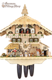 Cuckoo Clock Mechanical 8 Day - Hones Nautral Timber Chalet German Cuckoo Clock 8 day mechanical Hones chalet from the black forest with natural timber, alpine horn player and farmer milking cow