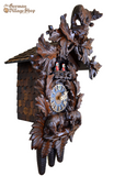 Cuckoo Clock Mechanical 8 Day - Hones Traditional With Bears German Cuckoo Clock 8 day mechanical Hones from the black forest  featuring oak leaves and hand carved bears
