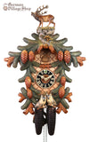 Cuckoo Clock Mechanical 8 Day - Hones Musical Owl German Cuckoo Clock 8 day mechanical with stag and owl carvings with pine tree and pine cones