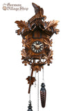 Cuckoo Clock Quartz - Traditional Grape Vine and Fox German Cuckoo Clock battery operated with cuckoo bird, grape vines and fox