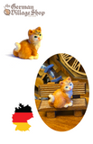 Wooden Figurine - Orange Cat Sitting German wooden figurine, hand carved wooden figurine, wooden decoration, cuckoo clock figurine