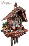 Cuckoo Clock Mechanical 8 Day - Hones Forest Chalet with Bears Black Forest Hones Cuckoo Clock. Forest Chalet with dark stained timber and bears with bear cubs