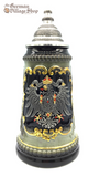 Beer Stein Traditional - 1/2 L Black with pewter eagle German beer stein 1/2 L forest green and black with pewter eagle, German beer stein, Beer mug, German stein made in Germany, western Germany clay stein, stein with pewter lid, collector beer steins