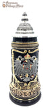 Beer Stein - Eagle and Crest 1/4L German beer stein, Beer mug, German stein made in Germany, western Germany clay stein, stein with pewter lid, collector beer steins