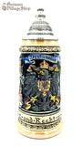 Beer Stein - Coloured German Eagle and Cities 1/2 L German Beer stein with cobalt blue finish and pewter lid. Featured in The German Village Shop Hahndorf South Australia