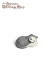 Wooden Figurine - Grey Cat Sleeping German wooden figurine, hand carved wooden figurine, wooden decoration, cuckoo clock figurine Grey cat sleeping