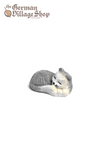 Wooden Figurine - Grey Cat Sleeping German wooden figurine, hand carved wooden figurine, wooden decoration, cuckoo clock figurine Grey cat sleeping