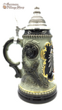 Beer Stein Traditional - 1/2 L Black with pewter eagle German Beer Stein 1/2 L Forest green and black with gold detailing and pewter lid and eagle