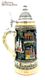 Beer Stein - Coloured German Eagle and Cities 1/2 L German Beer stein with cobalt blue finish and pewter lid. Featured in The German Village Shop Hahndorf South Australia