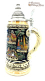 Beer Stein - Coloured German Eagle and Cities 1/2 L German Beer stein with cobalt blue finish and pewter lid. Featured in The German Village Shop Hahndorf South Australia